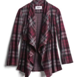 BB DAKOTA X STEVE MADDEN London Plaid Open Drape Knit Jacket